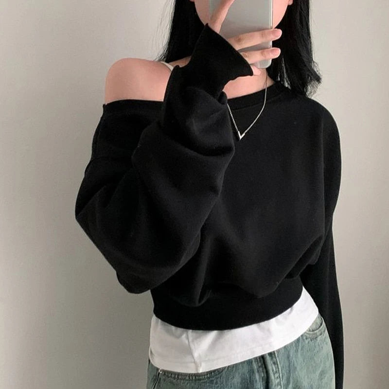 Streetwear Off-shoulder Sweater - Hiddengem