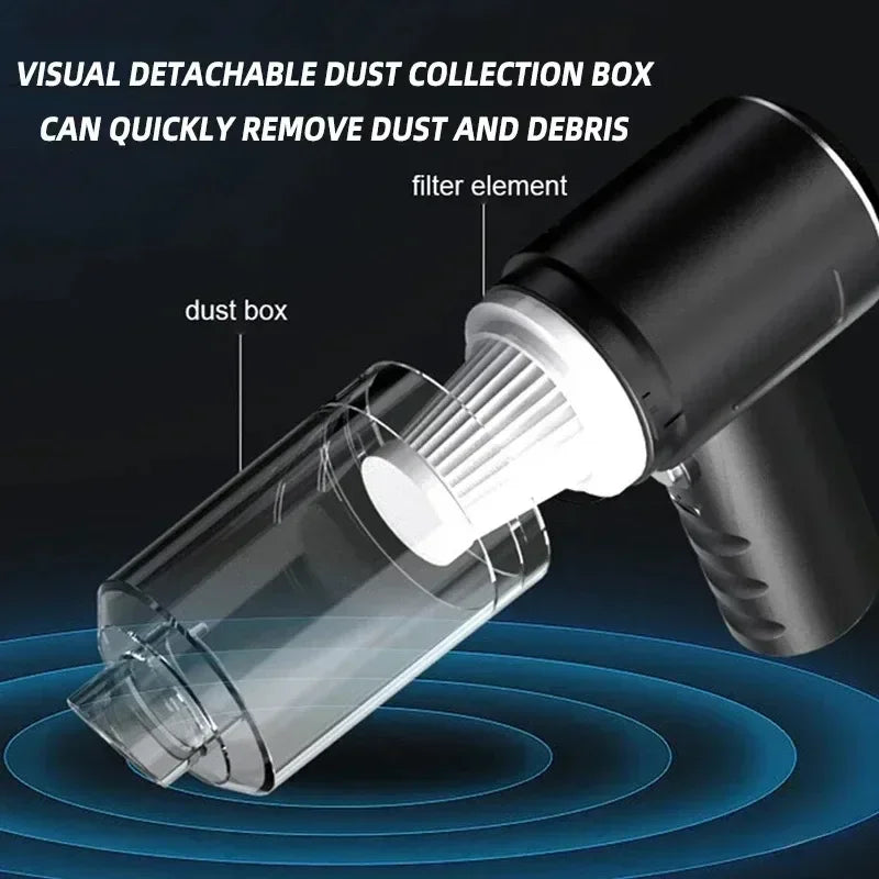 Black Portable Car Cordless Rechargeable 3-in-1 Vacuum - Hiddengem