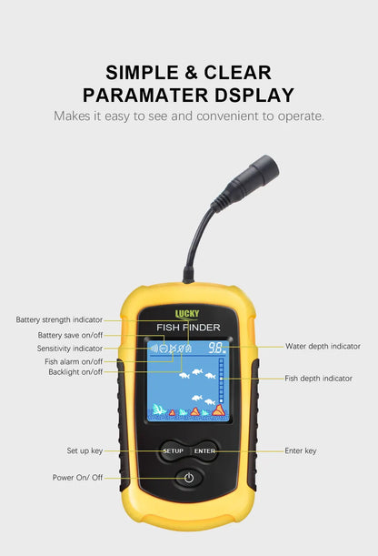 FFC1108-1 Alarm 100M Portable Sonar Fish Finders 45 degrees - Hiddengem