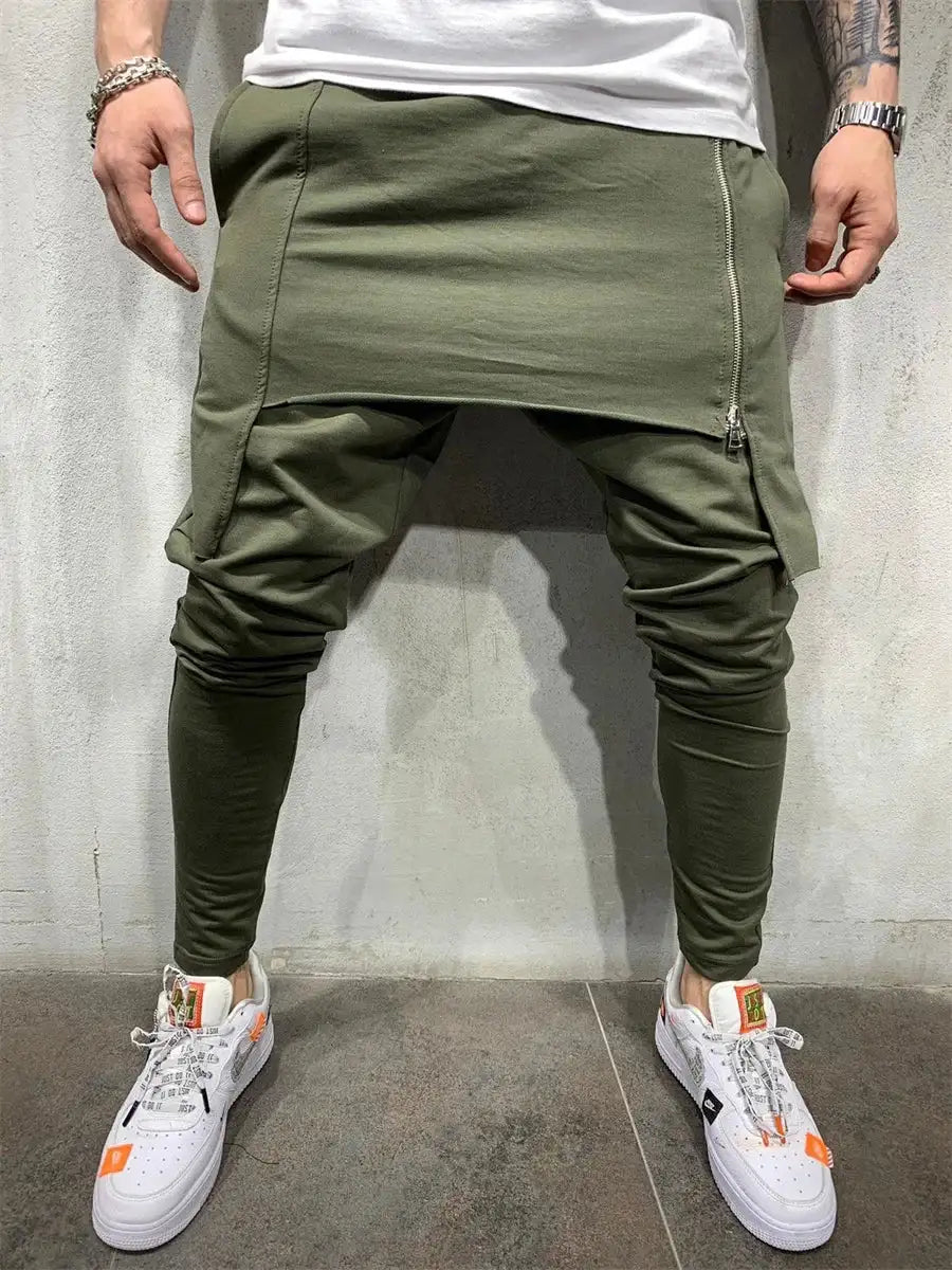 Hip Hop Trend Men Trousers Slim Fit Streetwear Sports Pencil Pants Men's Casual Sweatpants Male Irregular Zipper Joggers