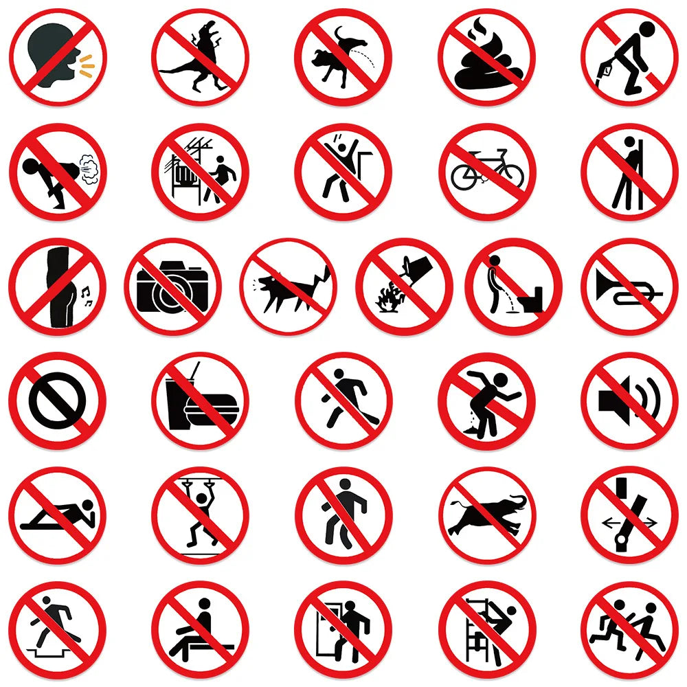 Wholesale 10/62Pcs Funny Warning Graffiti Stickers - Hiddengem