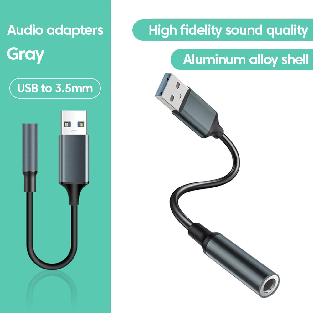 USB to 3.5MM Audio AUX Cable Adapter External Sound Card - Hiddengem