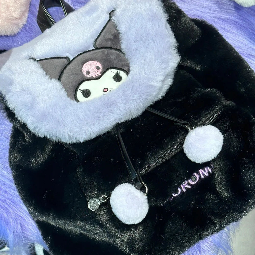 Sanrio Hellokitty Kuromi Mymelody Plush School Bag Kawaii - Hiddengem