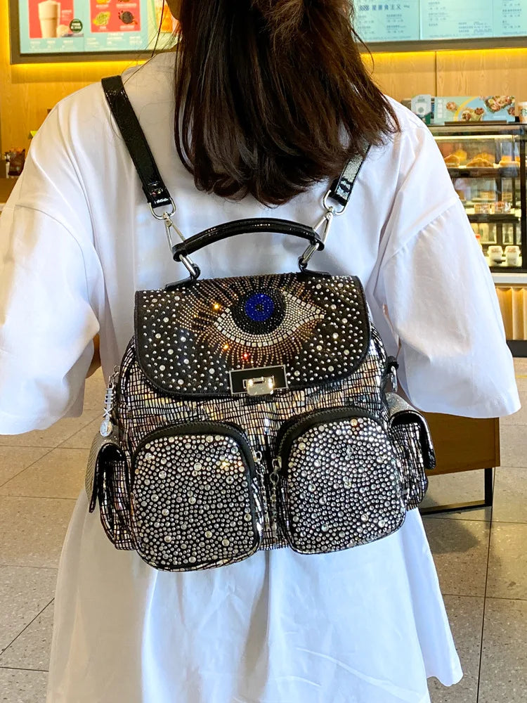Backpack Shoulder Bag  Diamond Leather - Hiddengem