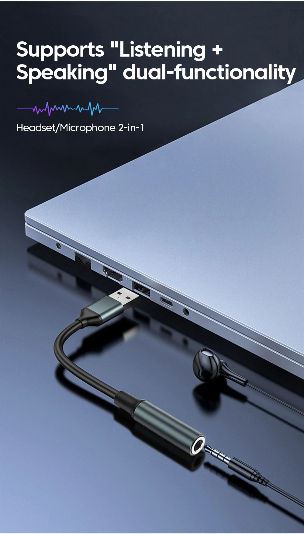 USB to 3.5MM Audio AUX Cable Adapter External Sound Card - Hiddengem