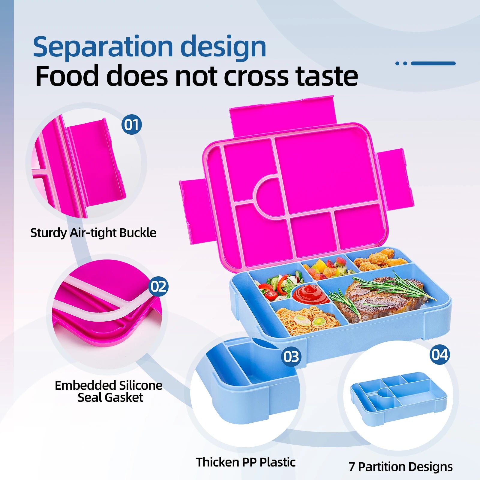 1330ml Adorable Pattern Kids Portable Divided Lunchbox - Hiddengem
