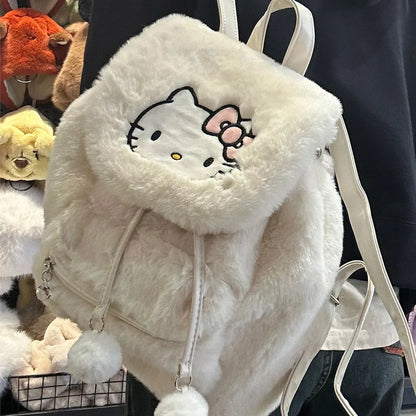 Sanrio Hellokitty Kuromi Mymelody Plush School Bag Kawaii - Hiddengem