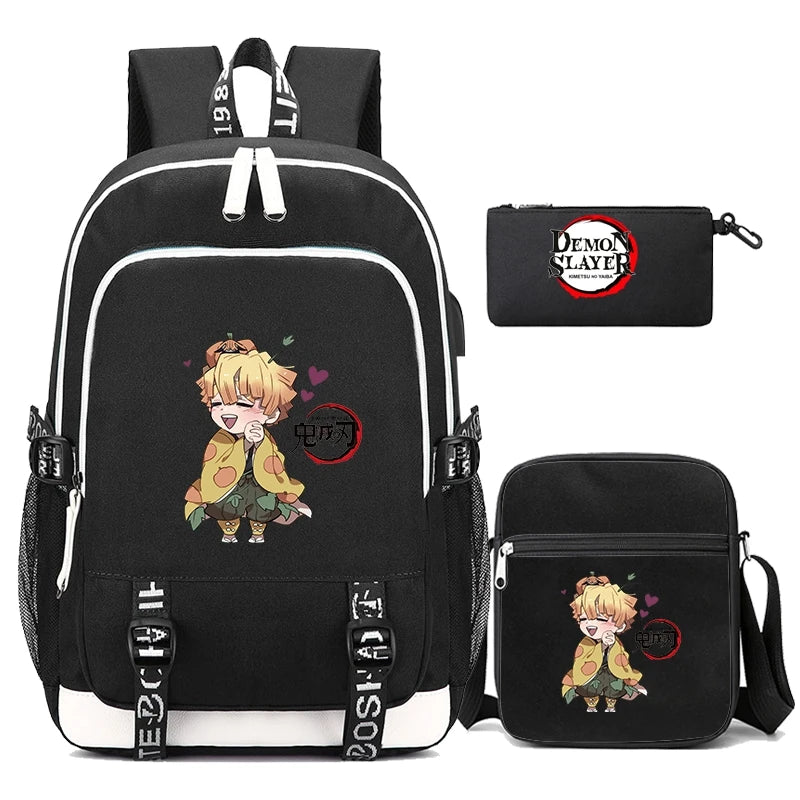 Demon Slayer Backpack Set - 3PC Anime School Bag Collection - Hiddengem