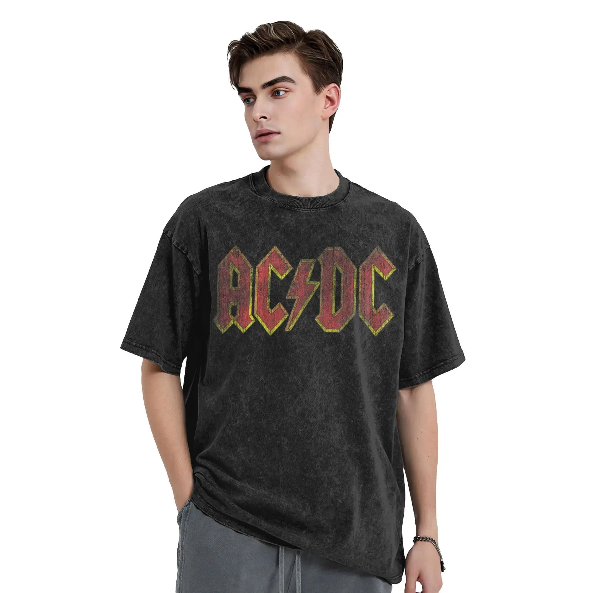 Washed T Shirt AC-DC Distressed - Hiddengem