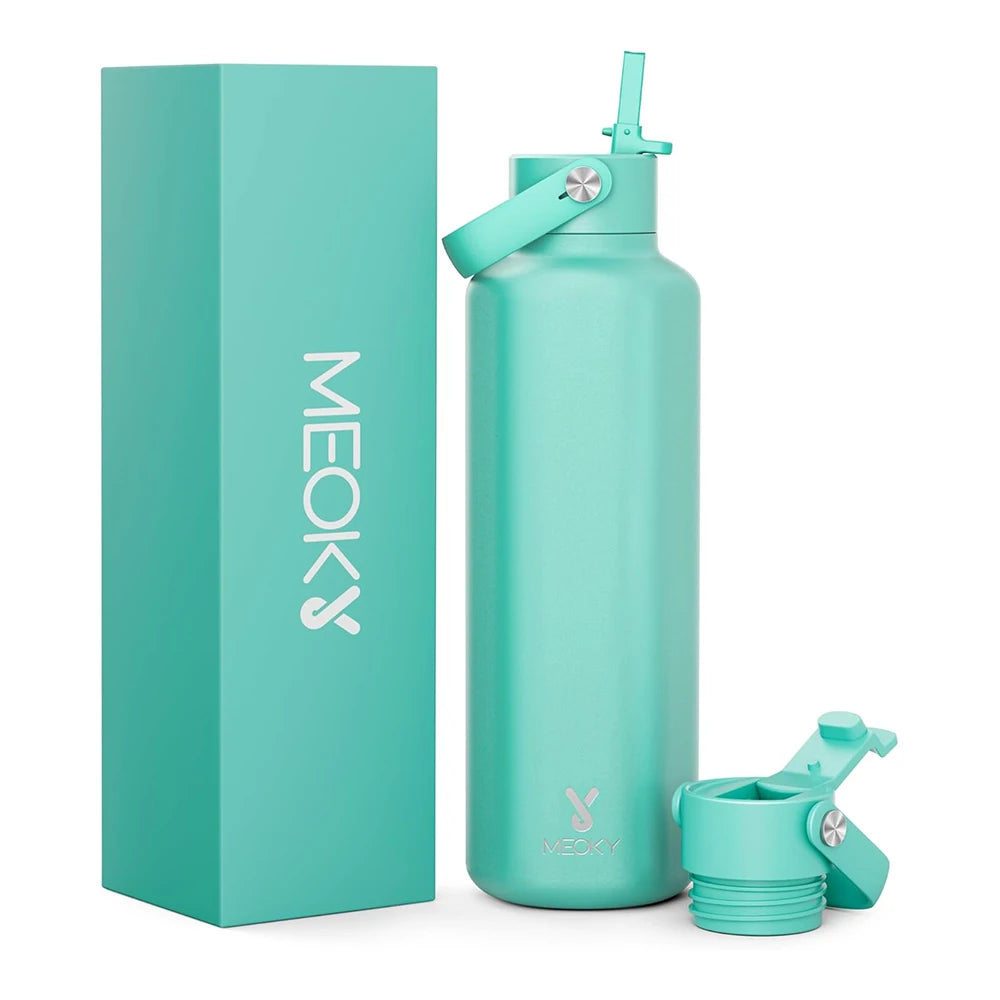 Meoky 24oz Insulated Tumbler With 2 Spout Lid And Straw - Hiddengem