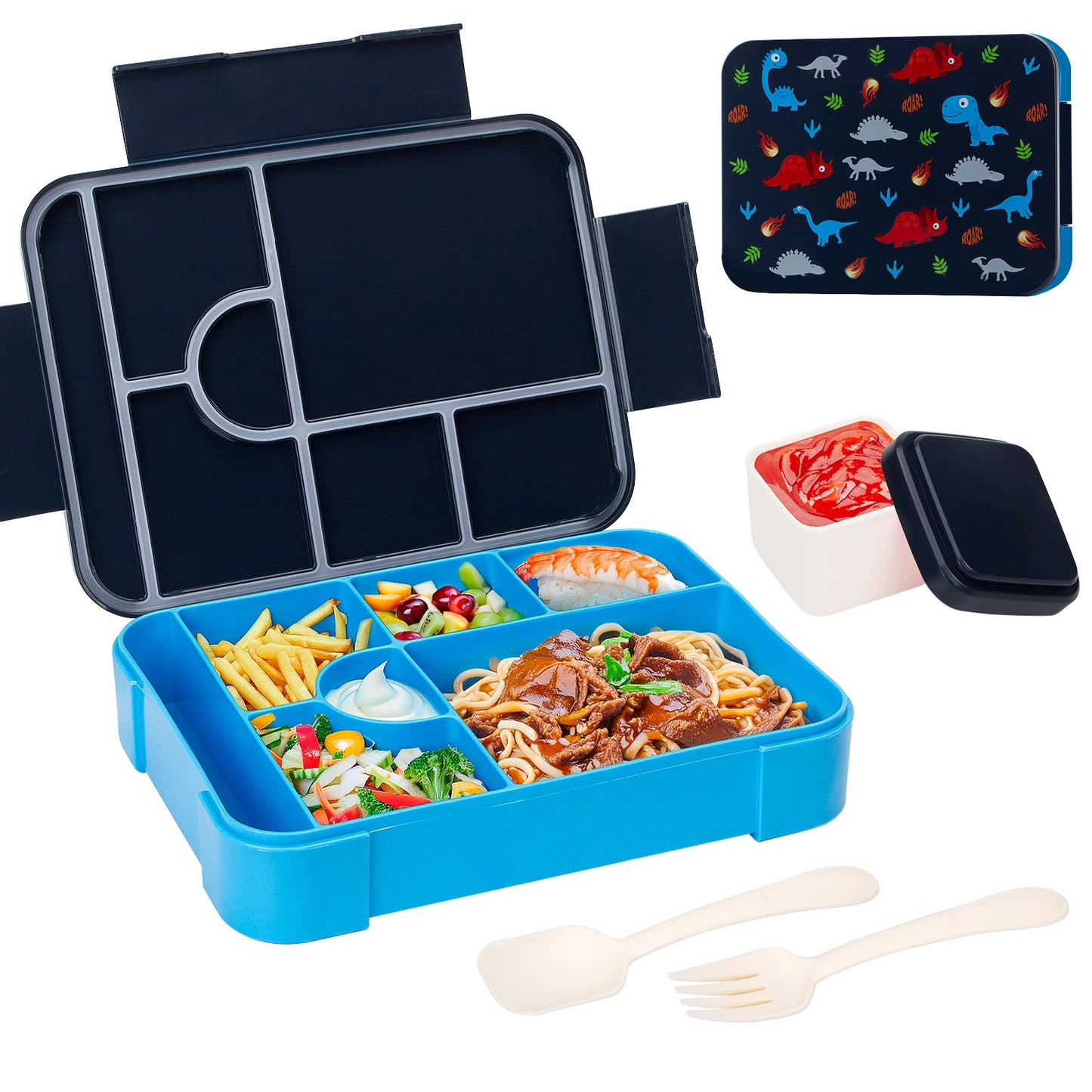 1330ml Adorable Pattern Kids Portable Divided Lunchbox - Hiddengem