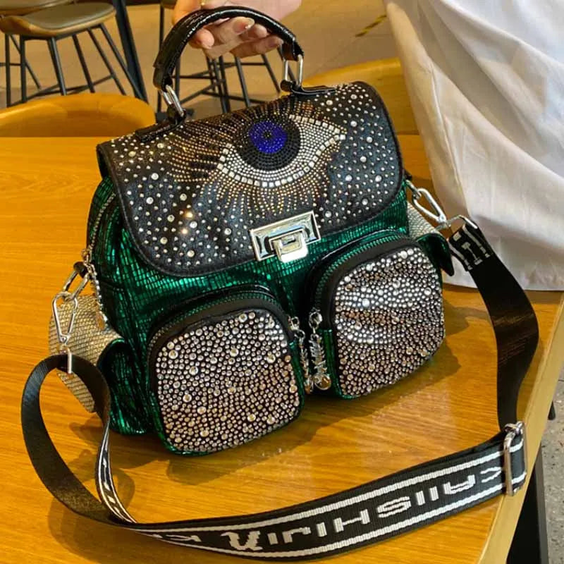 Backpack Shoulder Bag  Diamond Leather - Hiddengem