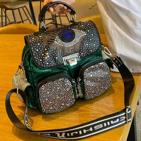Backpack Shoulder Bag  Diamond Leather - Hiddengem