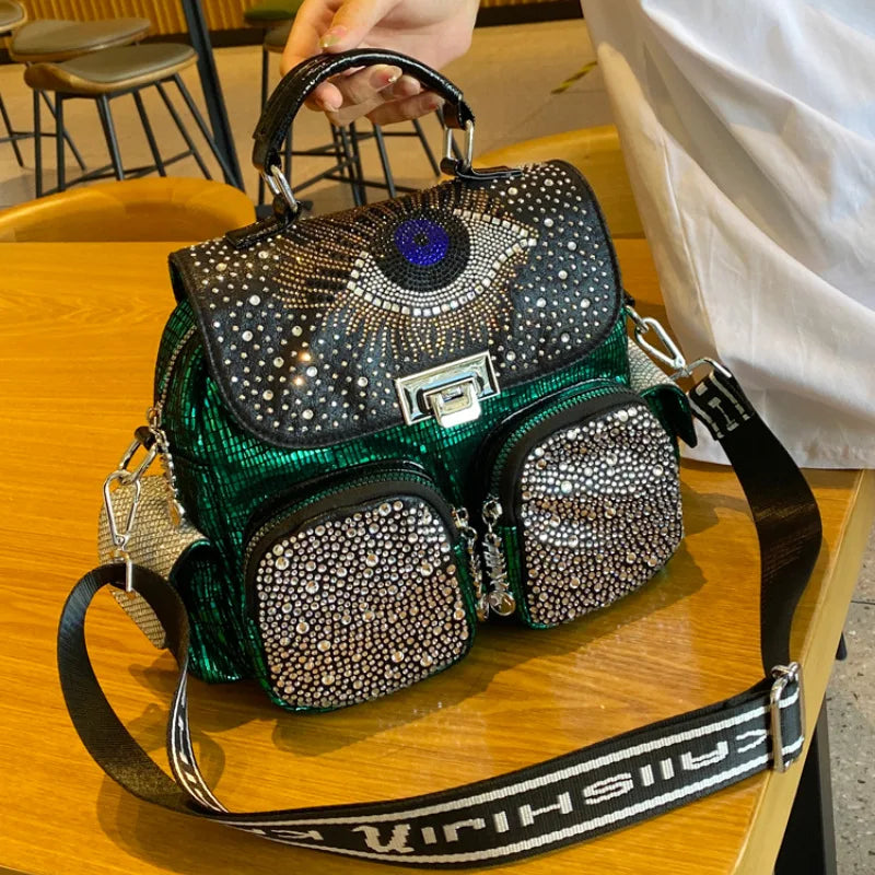 Backpack Shoulder Bag  Diamond Leather - Hiddengem
