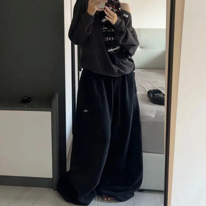 retro hip-hop oversized ladies black streetwear