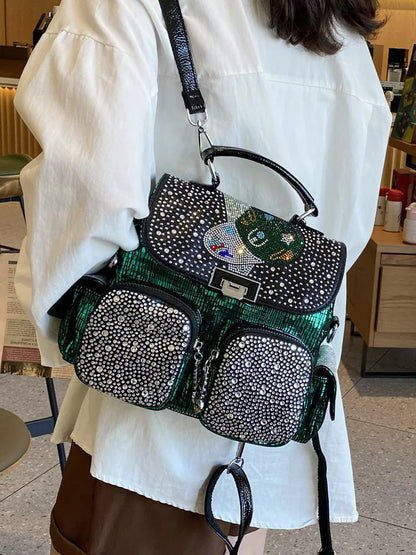 Backpack Shoulder Bag  Diamond Leather - Hiddengem