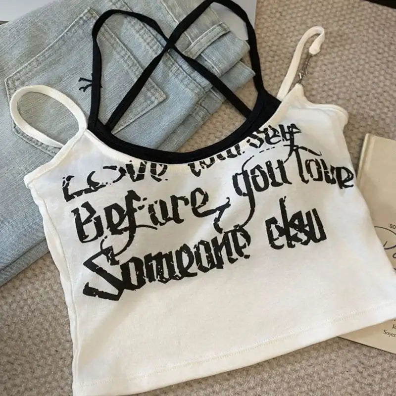 LADIES//_ Fashion Letter Print Camisole - Hiddengem