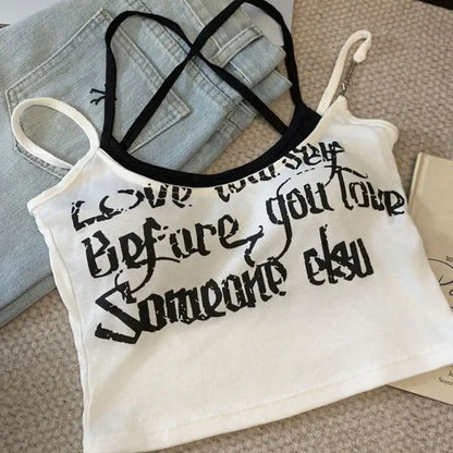 LADIES//_ Fashion Letter Print Camisole - Hiddengem