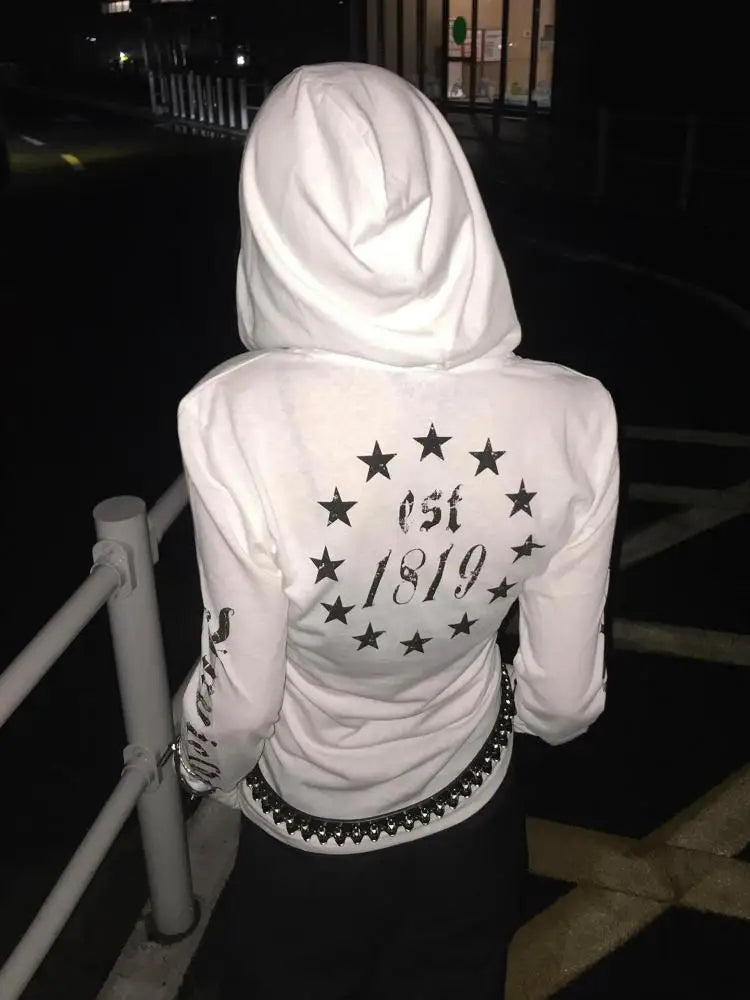Seeslim Hooded Print Letter Graphic T Shirts - Hiddengem