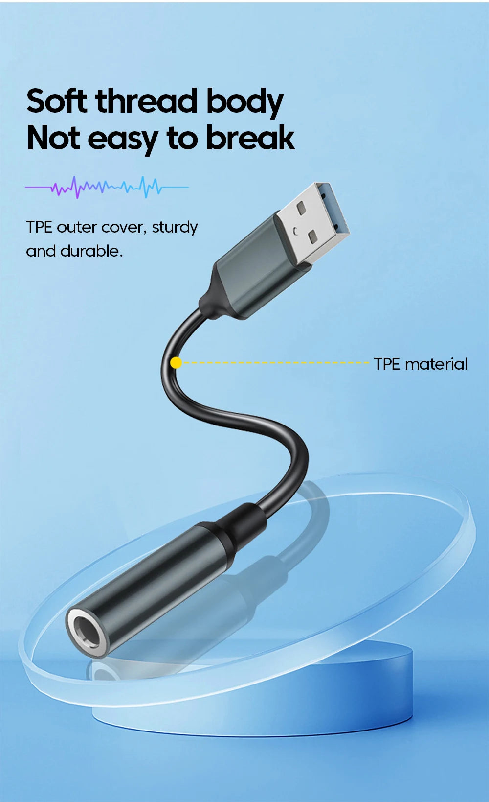 USB to 3.5MM Audio AUX Cable Adapter External Sound Card - Hiddengem